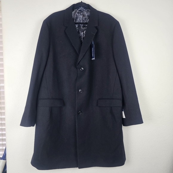 Nautica Batten Classic Fit Overcoat Jacket Wool Blend Black Size 48L NWT - Picture 3 of 16